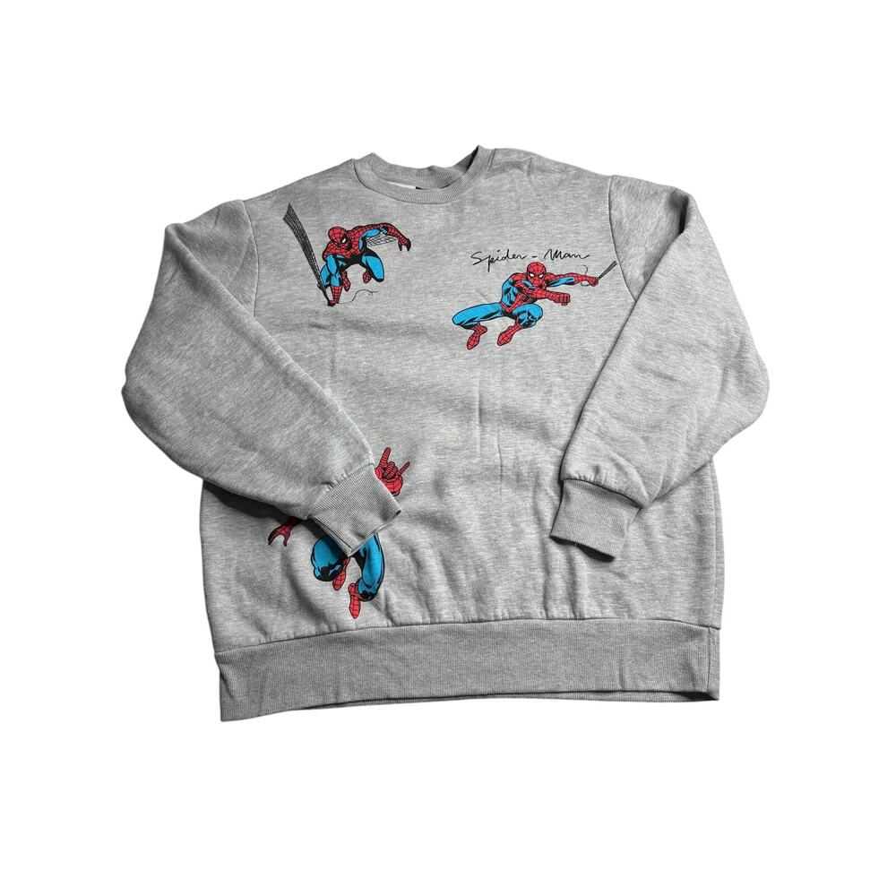 Marvel Spider-Man Gray Graphic Crewneck Sweatshirt Medium Pullover Embroidered - Picture 3 of 12